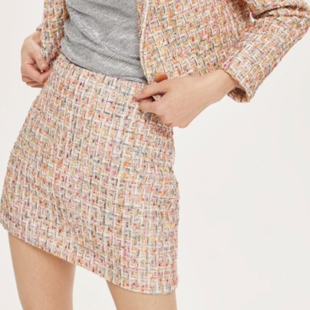 Topshop tweed pink mini skirt
